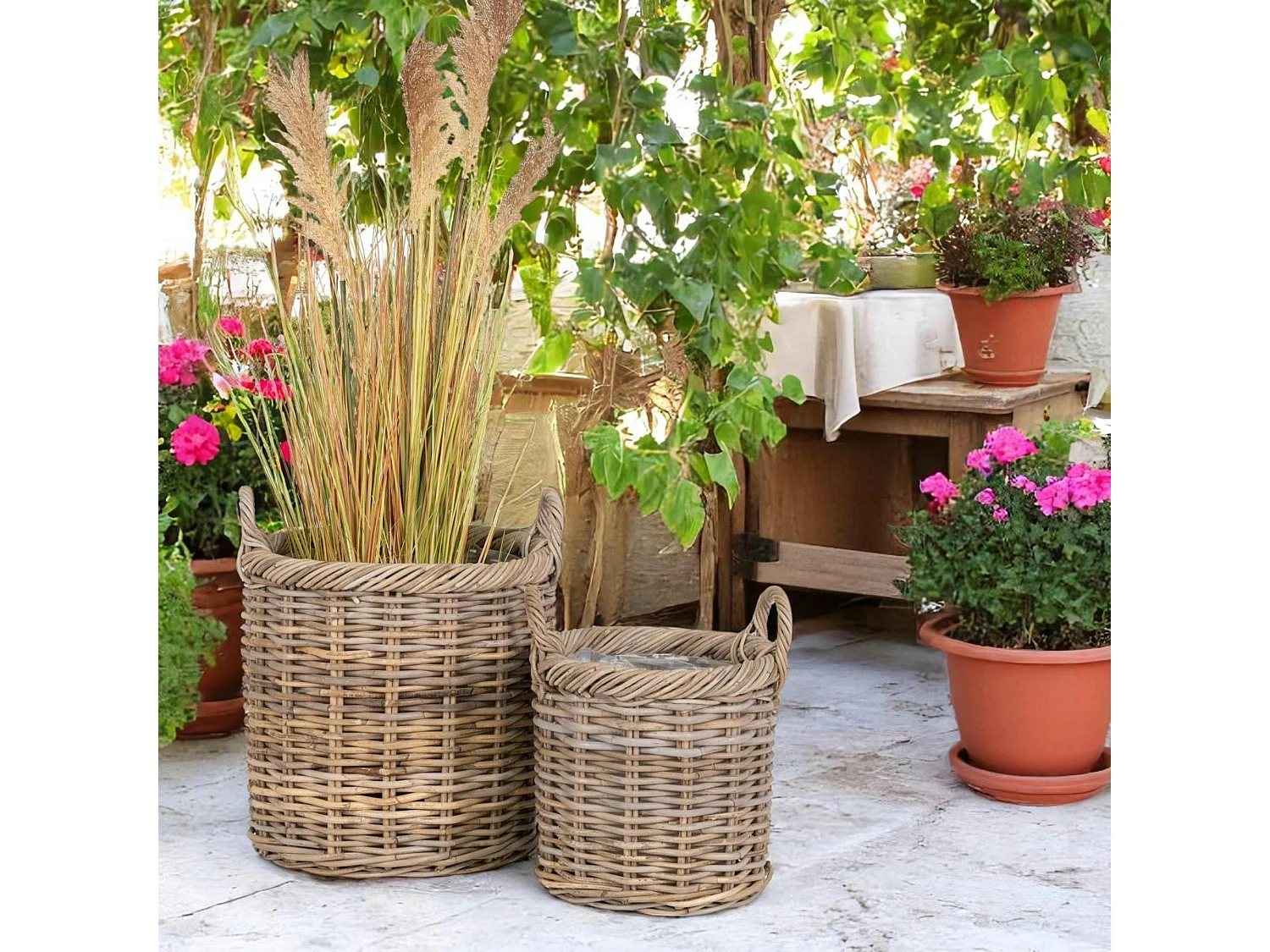 Cache-pot haut pour plantes ou graminées (lot de 2)