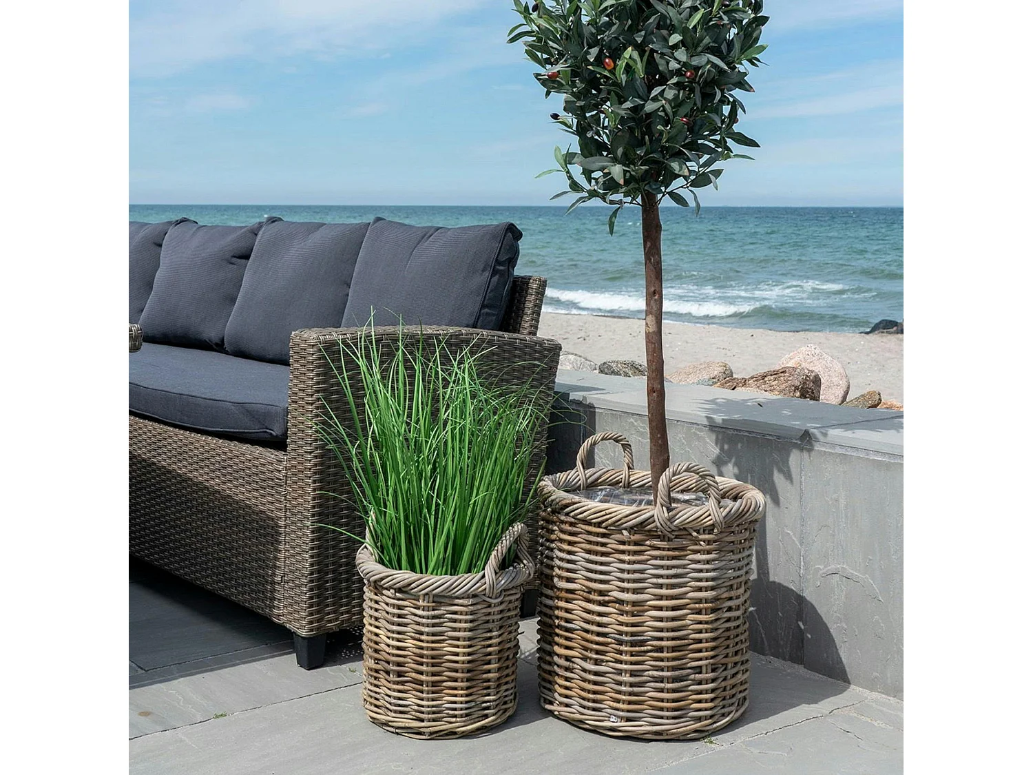 Cache-pot haut pour plantes ou graminées (lot de 2)