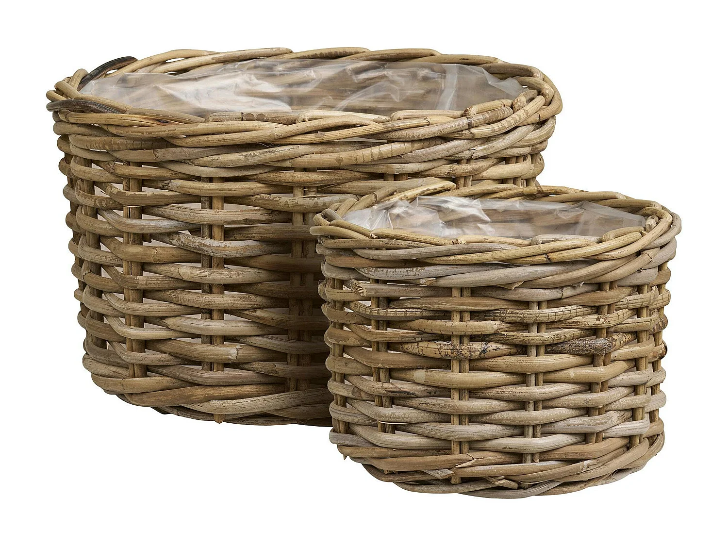 Cache-pot bas pour grandes plantes, en rotin (lot de 2)