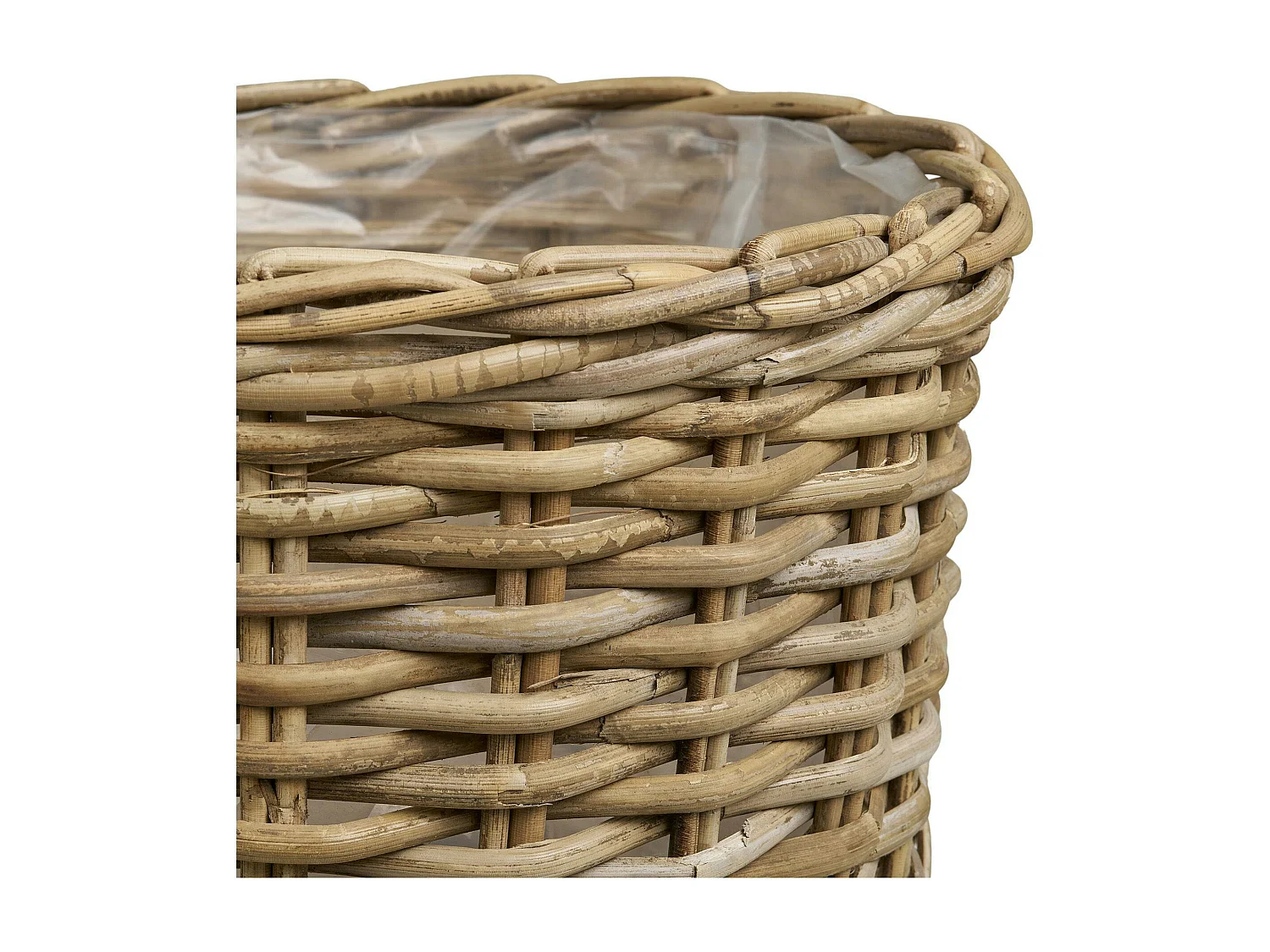 Cache-pot bas pour grandes plantes, en rotin (lot de 2)