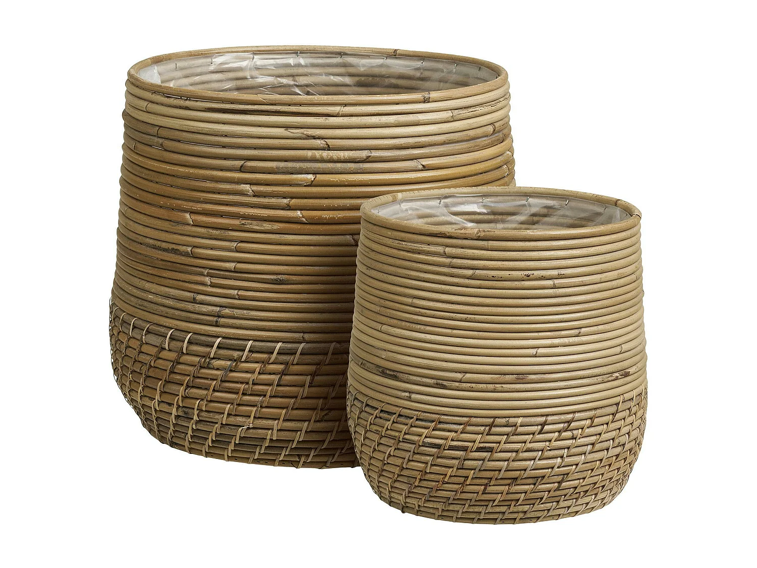 Cache-pot en rotin pour grandes plantes (lot de 2)