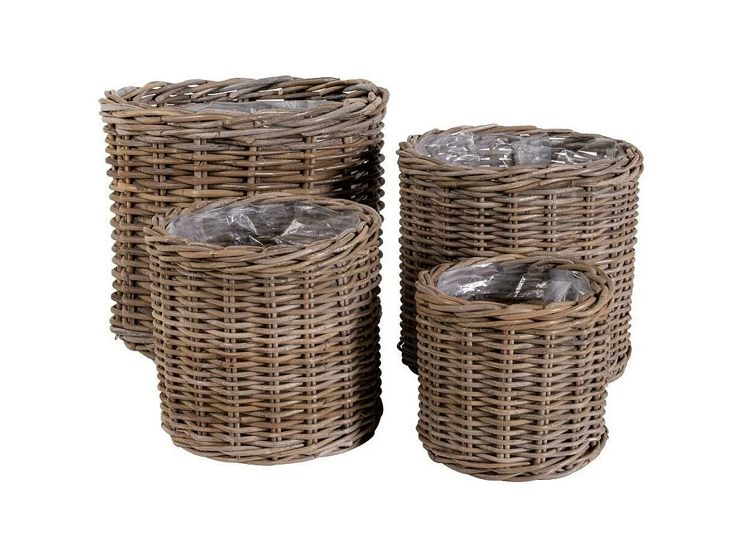 Cache-pot en rotin pour plantes vertes (lot de 4)
