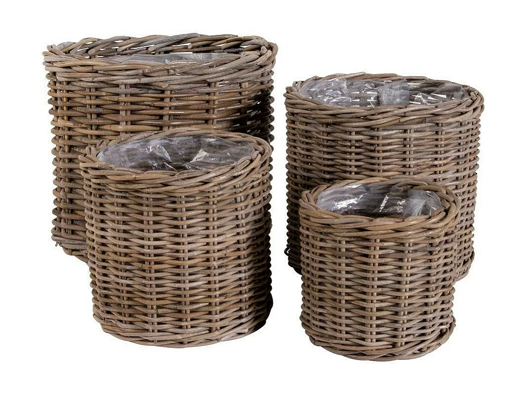 Cache-pot en rotin pour plantes vertes (lot de 4)