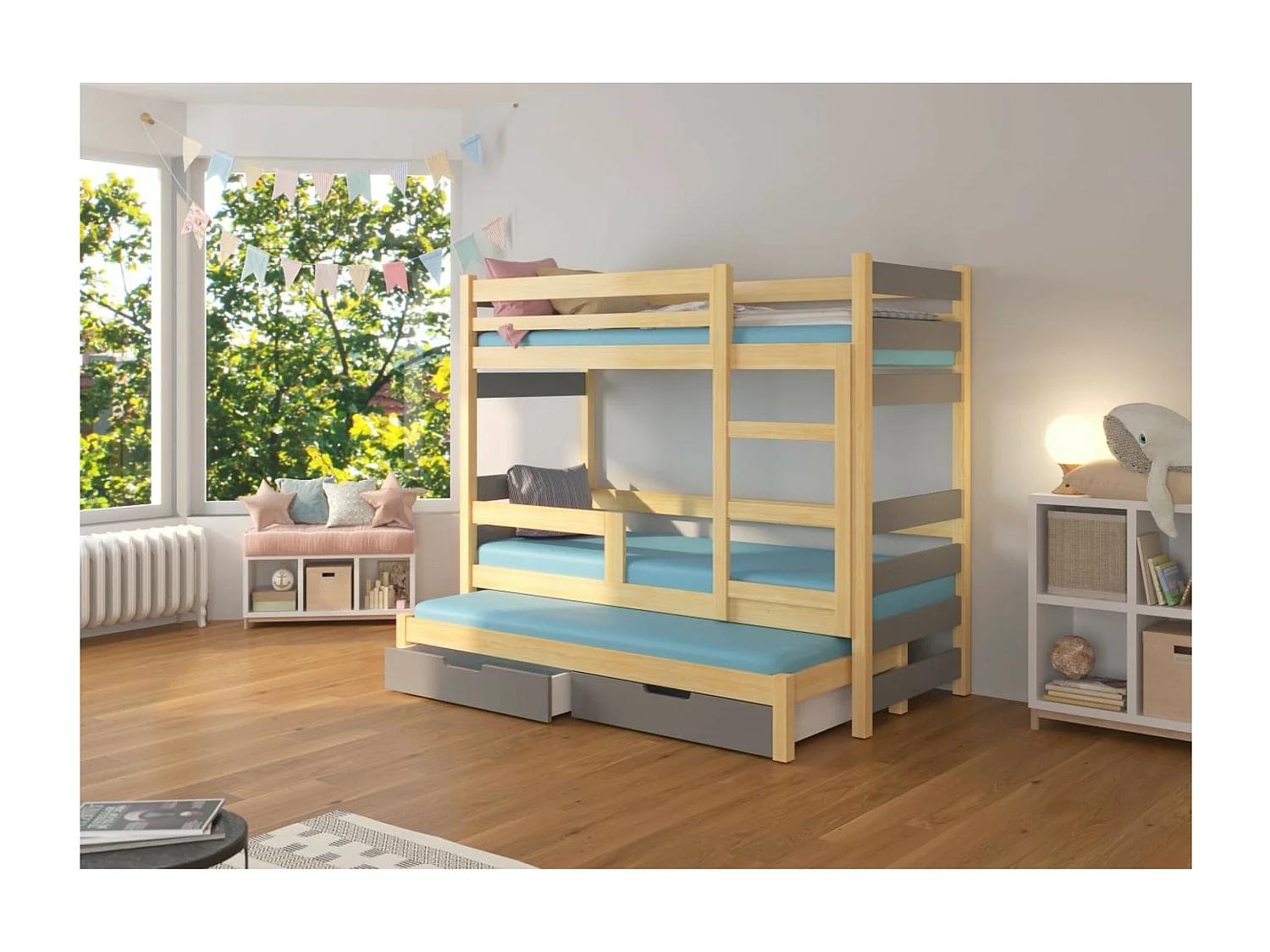 Bett Carlos Lux (80x180)/Matratze inklusive/grau/Weiß