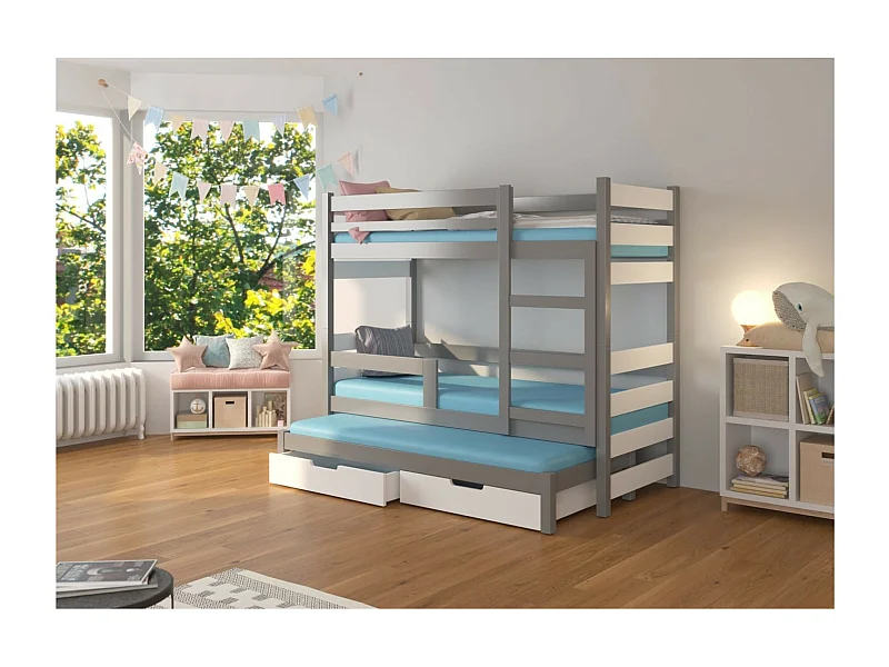 Letto Carlos Premium (80x180) /materasso incluso/grigio/bianco&grigio