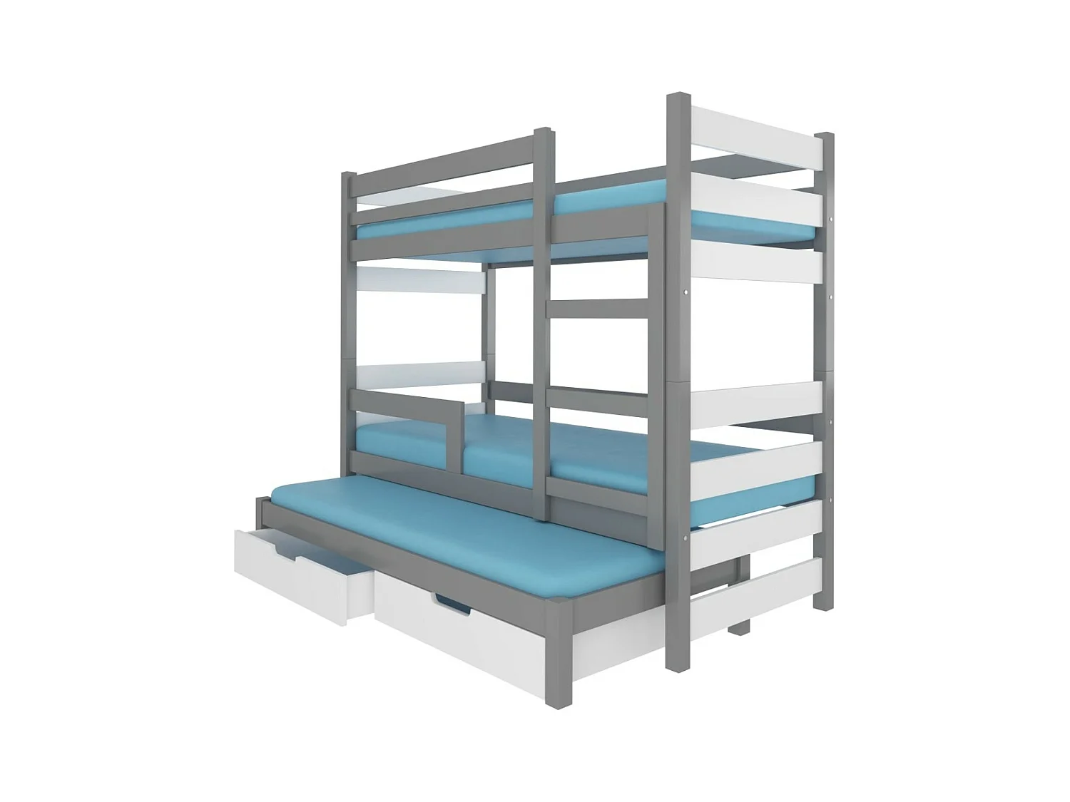 Bett Carlos Premium (80x180)/Matratze inklusive/grau/Weiss&Grau