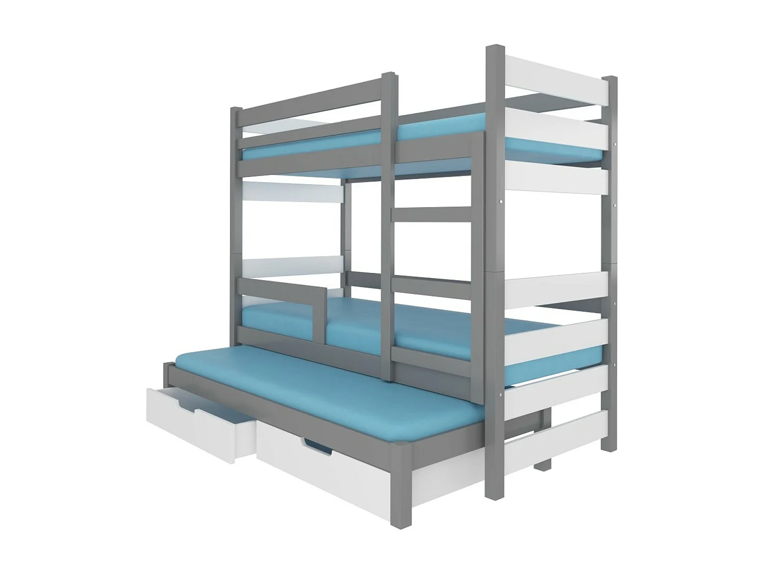 Bett Carlos Premium (80x180)/Matratze inklusive/grau/Weiss&Grau