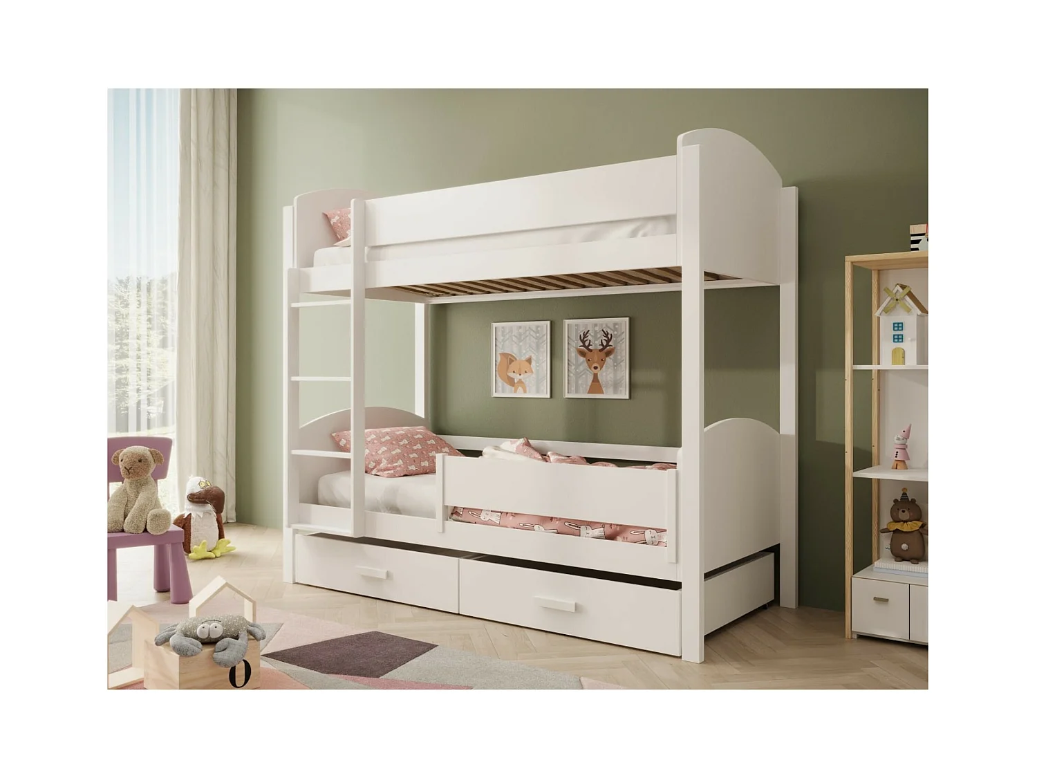 Bett Kori Lux (80x180)/Matratze inklusive/Weiss