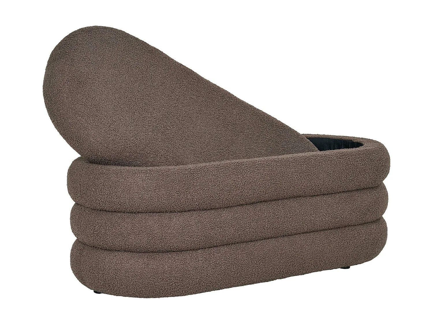 Banc coffre déco en tissu marron bouclette BRUGES