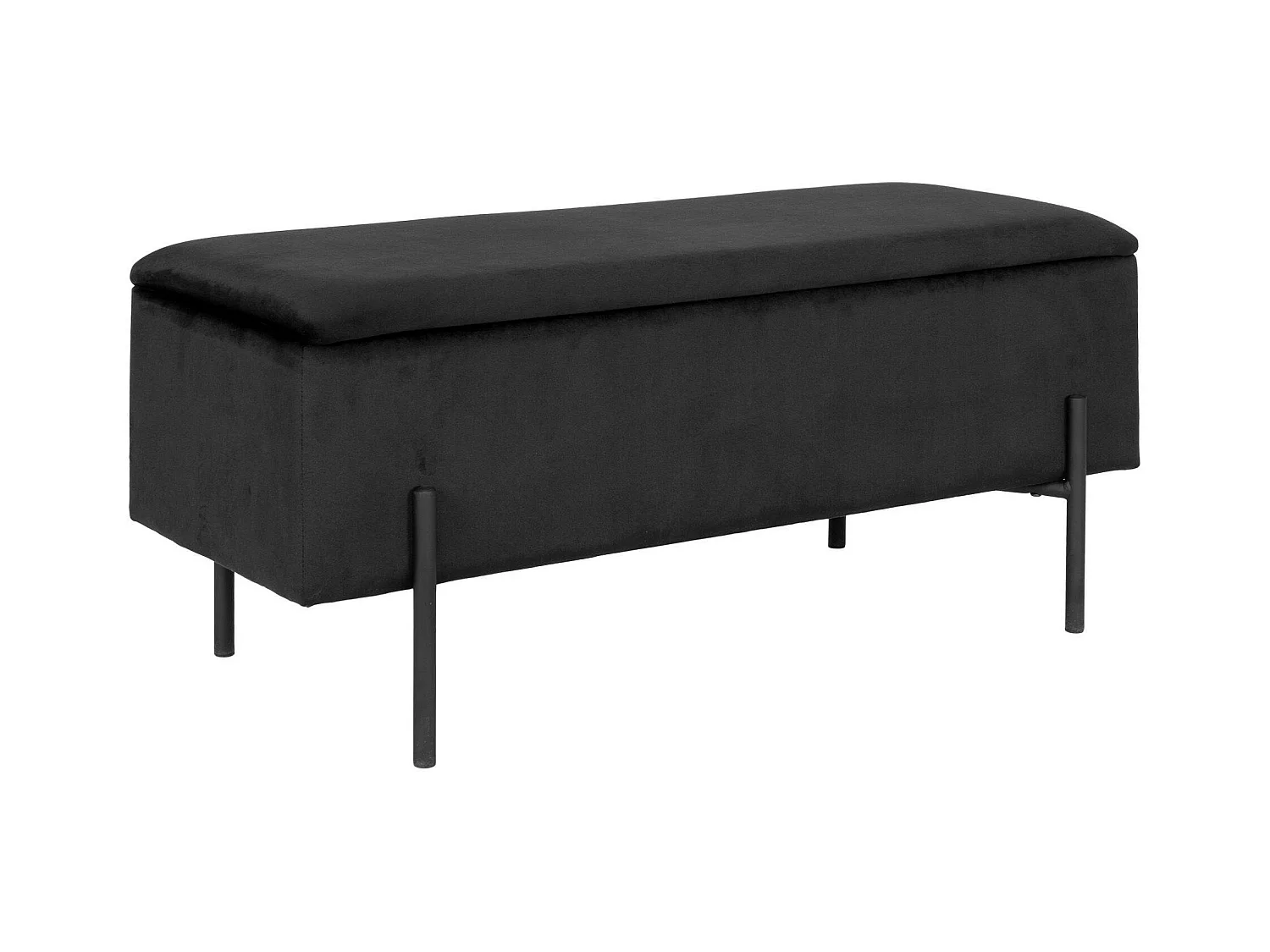 Banc avec rangement en velours noir BRUGES