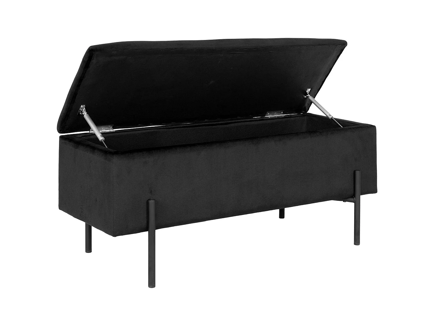 Banc avec rangement en velours noir BRUGES
