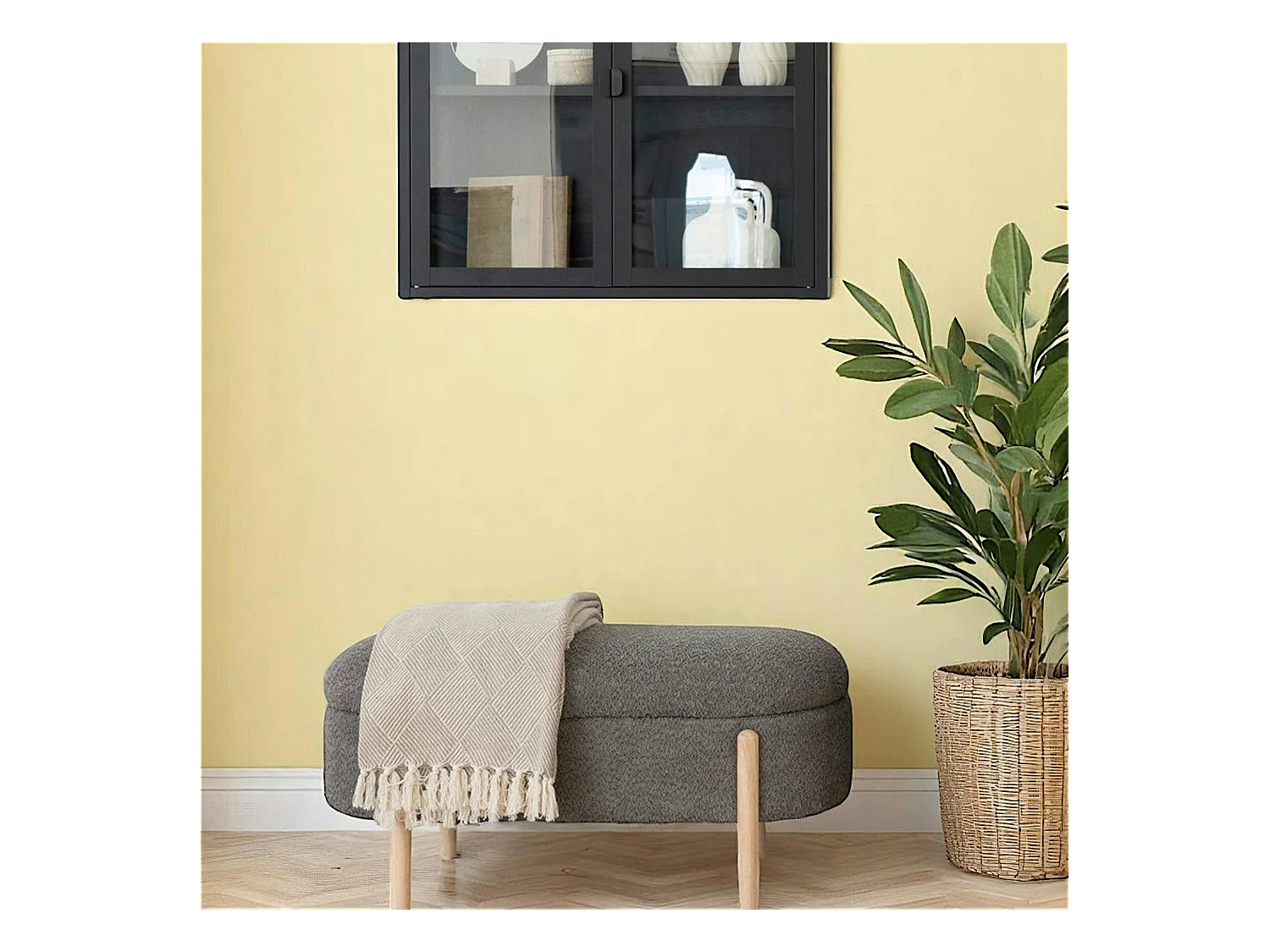 Banc coffre marron avec pieds en bois blond BRUGES