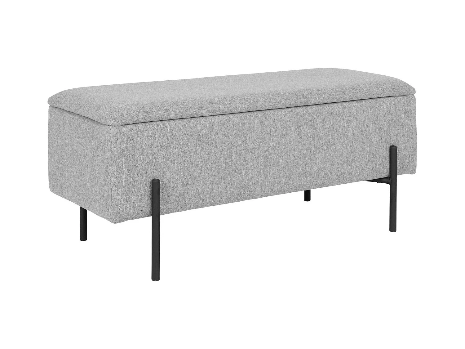 Banc coffre gris clair avec pieds en métal noir BRUGES