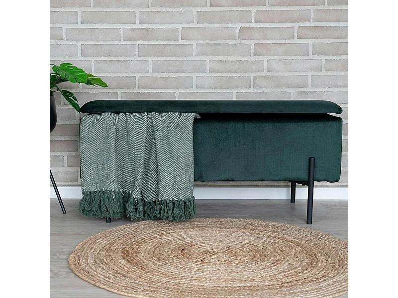 Banc coffre en velours vert BRUGES