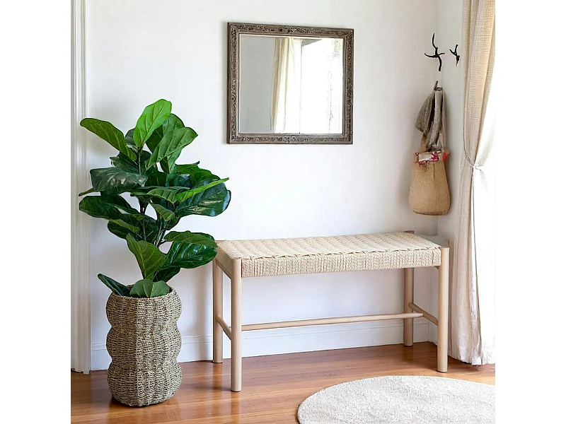 Banc en bois blond et corde tressée BRUGES