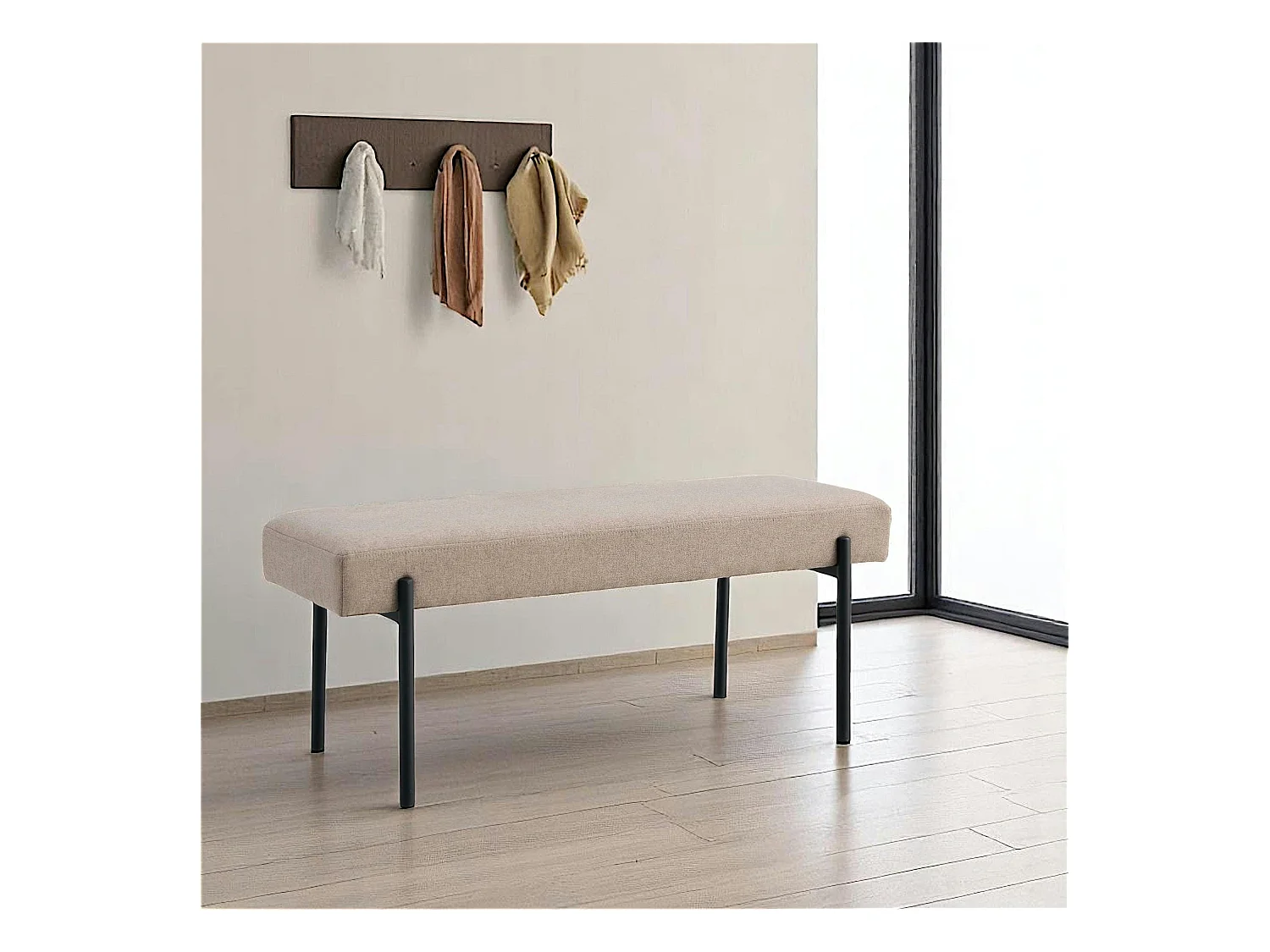 Banc d'entrée gris minéral, style moderne BRUGES