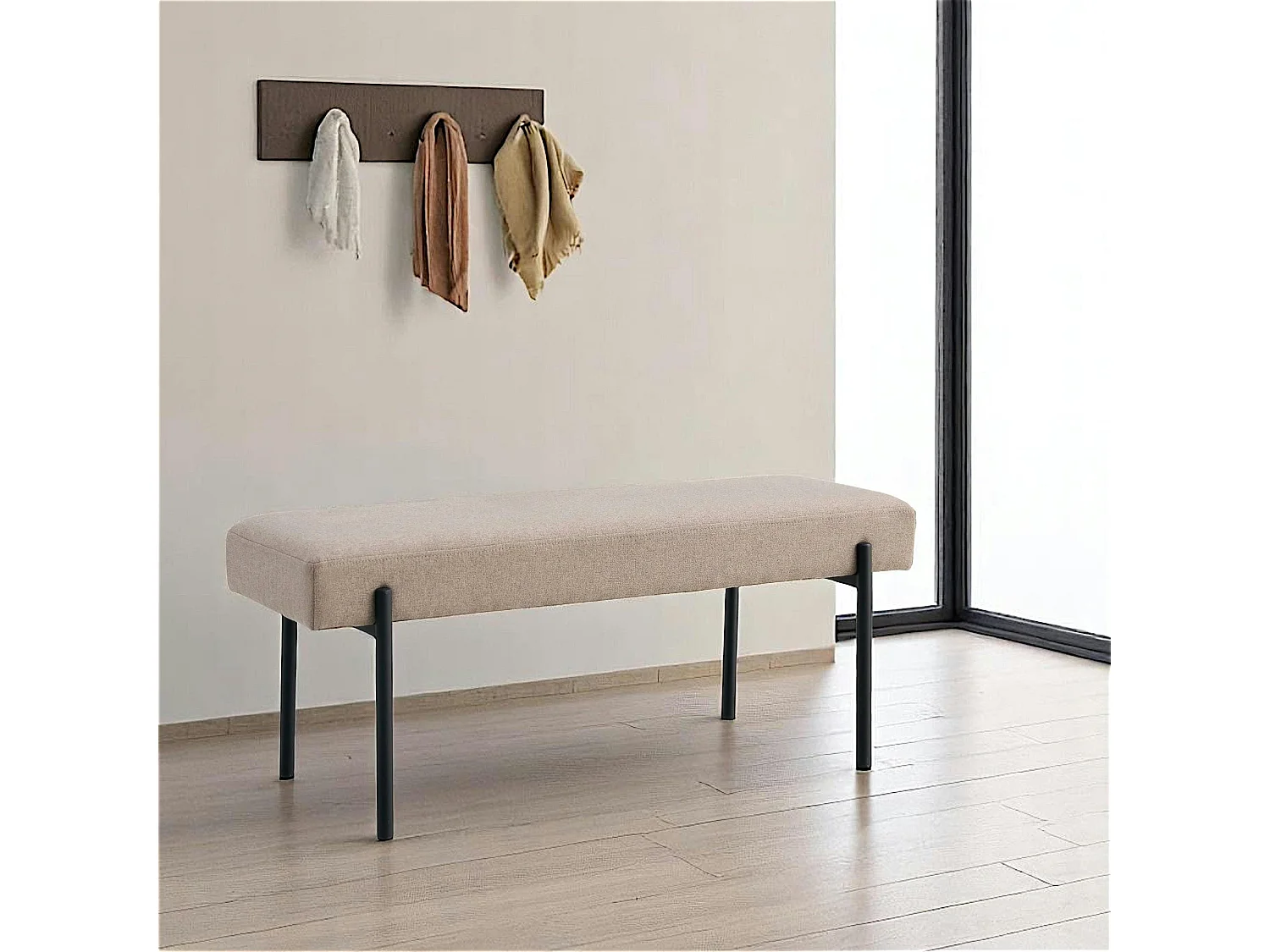 Banc d'entrée gris minéral, style moderne BRUGES