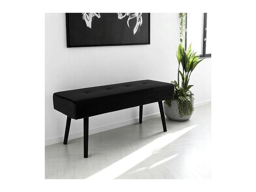 Banc d'entrée en velours noir BRUGES