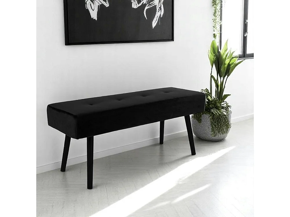 Banc d'entrée en velours noir BRUGES