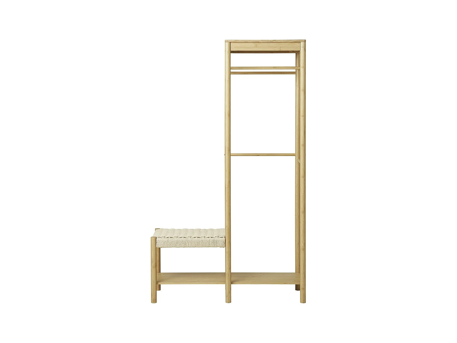 Vestiaire d'entrée en bambou avec penderie et siège BRUGES