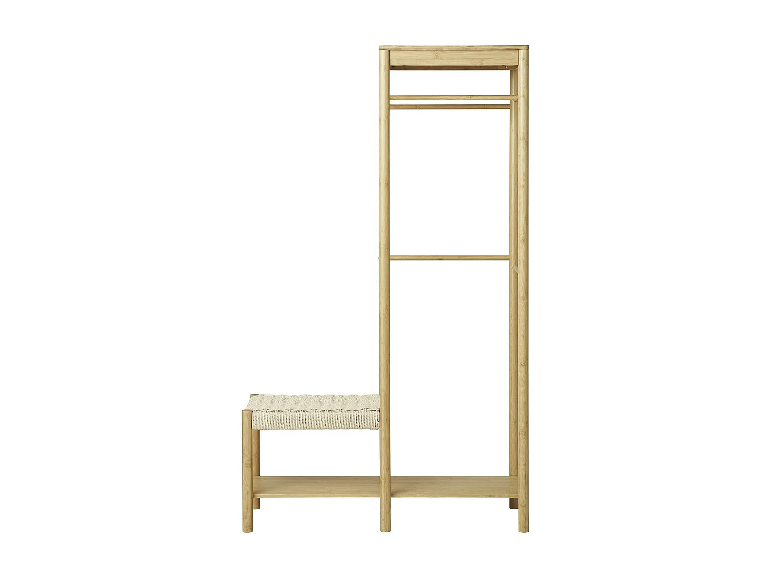 Vestiaire d'entrée en bambou avec penderie et siège BRUGES