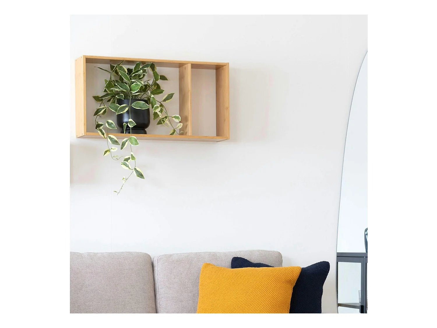 Etagère murale cadre en bambou, 2 espaces TALLINN