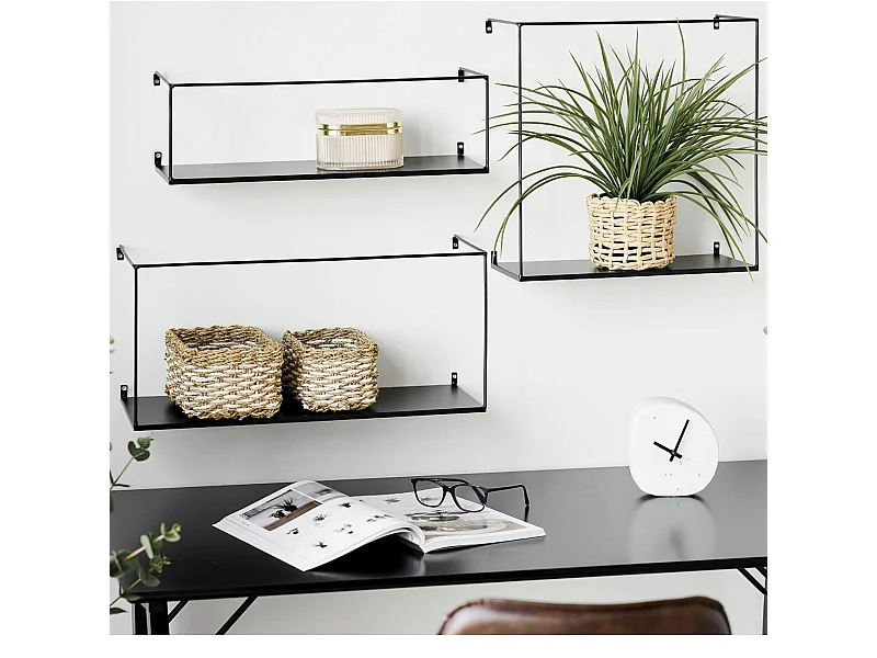 Etagère murale minimaliste en métal noir (lot de 3) TALLINN