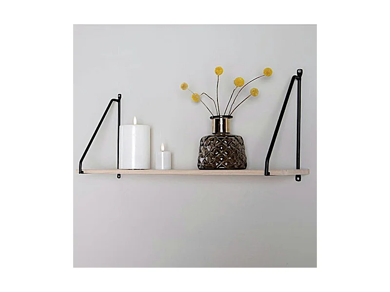 Etagère murale en métal noir et bois TALLINN