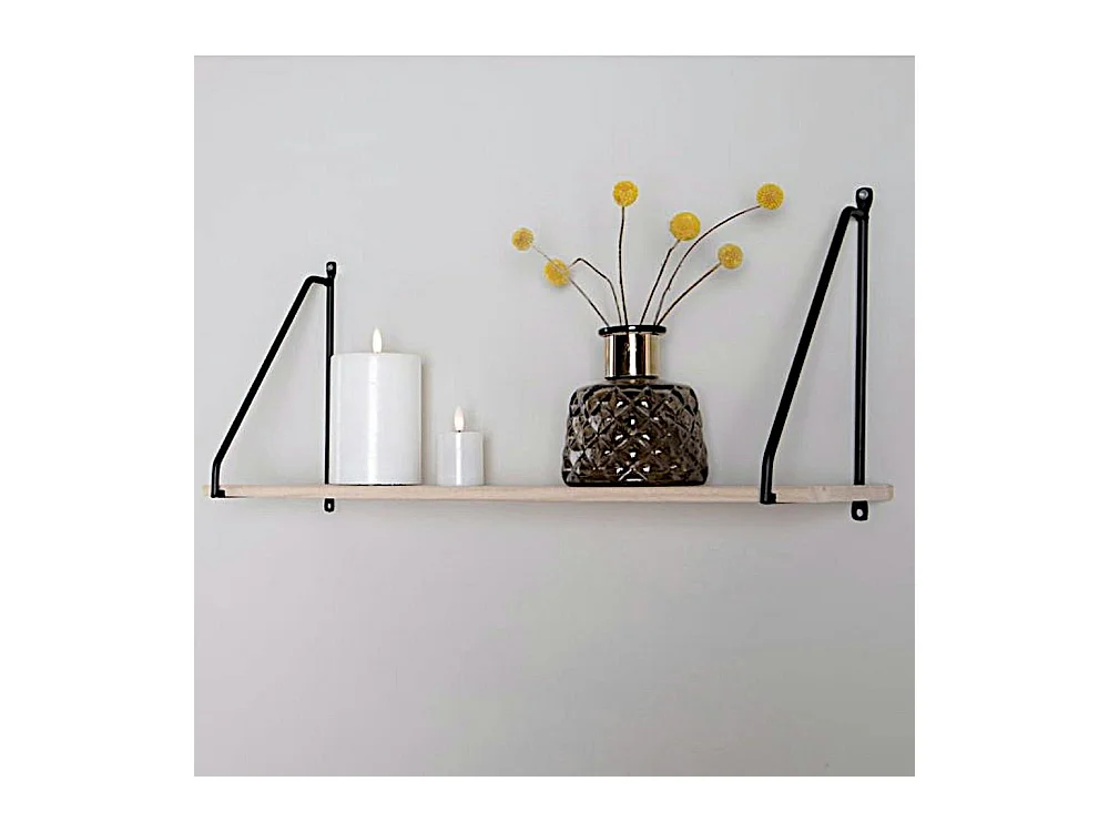 Etagère murale en métal noir et bois TALLINN