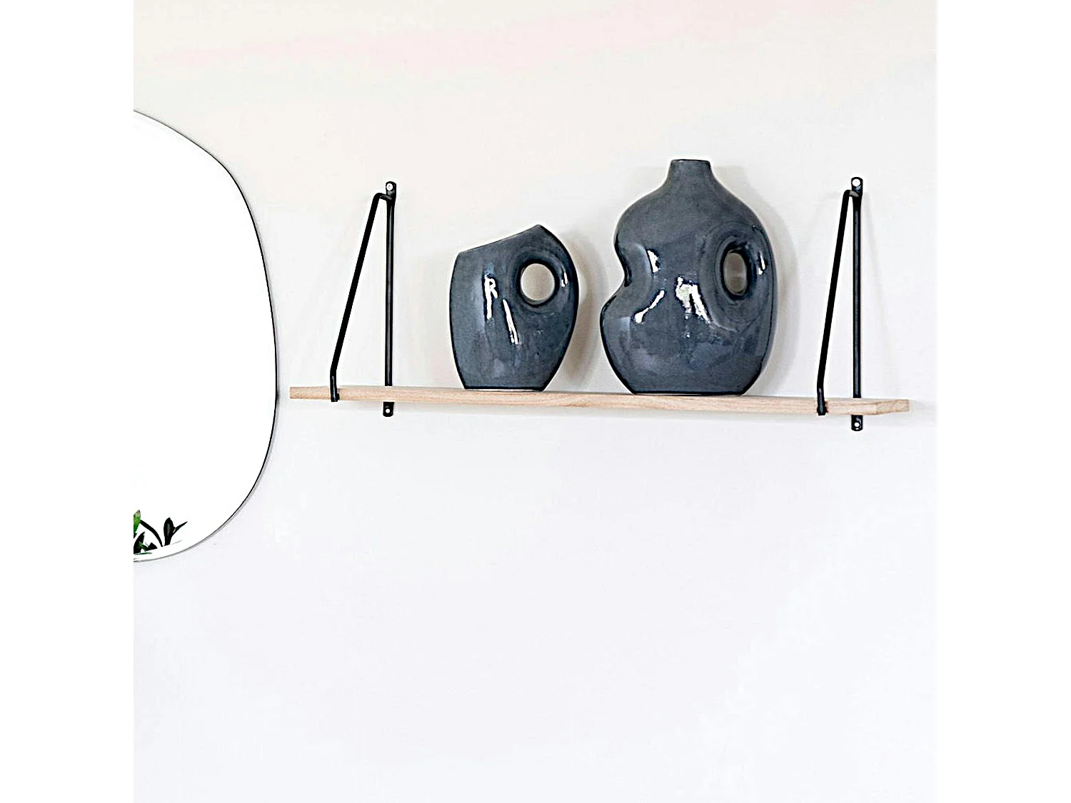 Etagère murale en métal noir et bois TALLINN