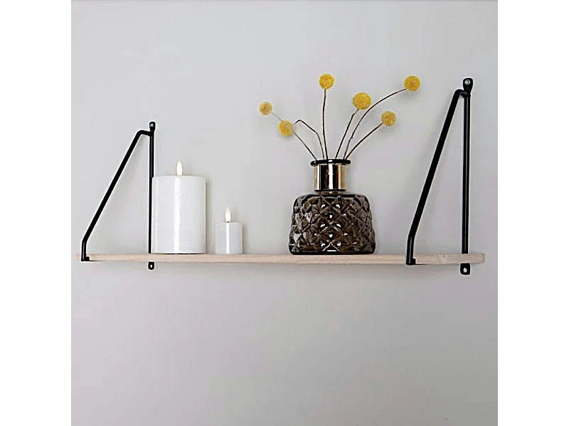 Etagère murale en métal noir et bois TALLINN