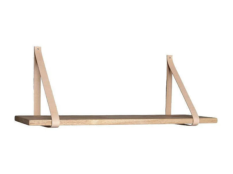 Etagère murale en bois et cuir brun 80 cm TALLINN