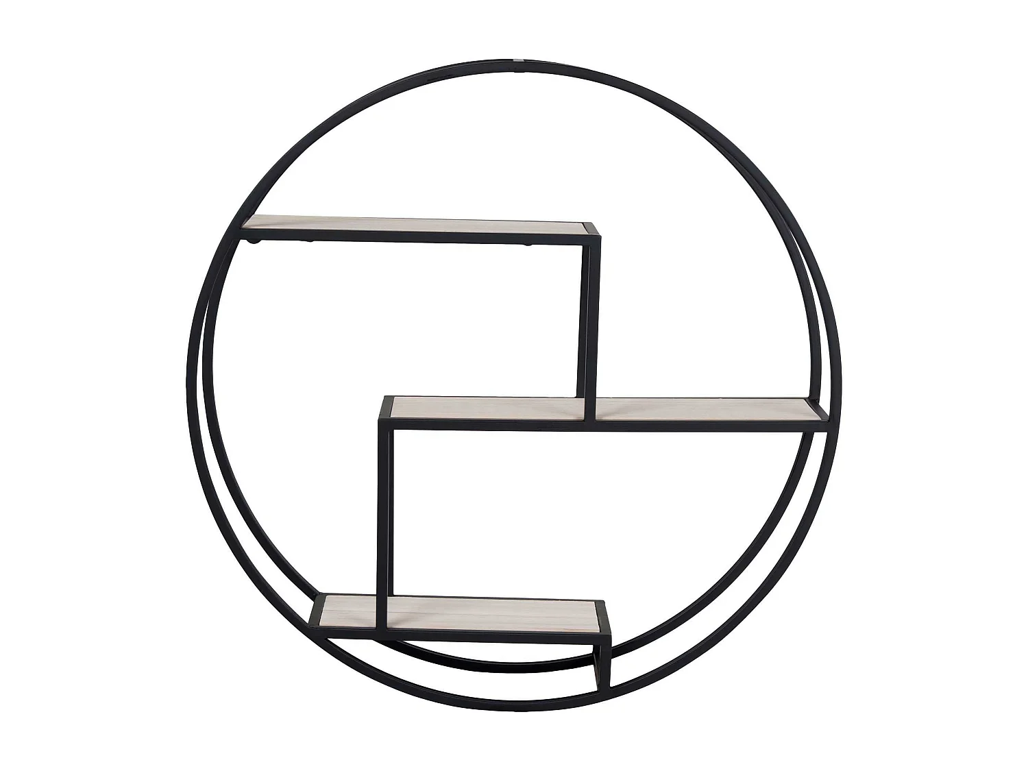 Etagère murale ronde en métal noir et bois Ø62 cm TALLINN