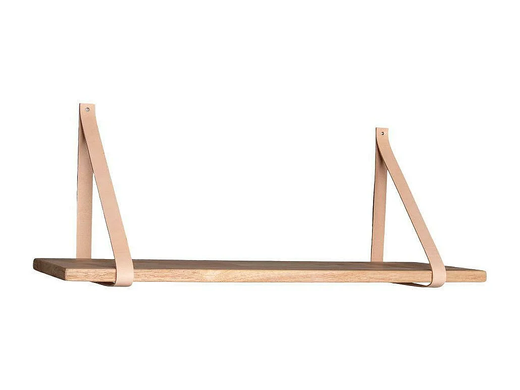 Etagère murale en bois et cuir brun 120 cm TALLINN