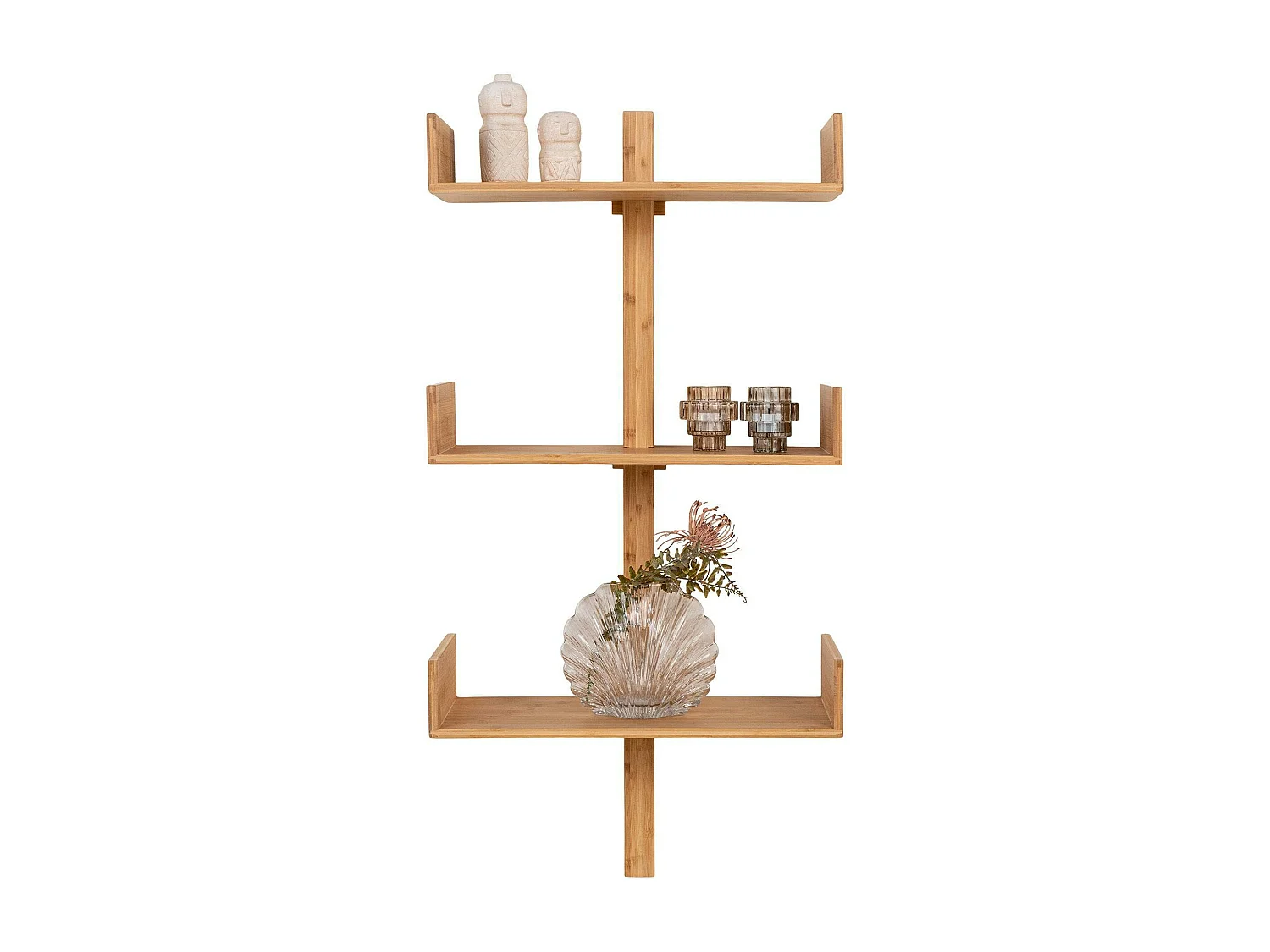 Etagère murale verticale en bambou 3 plateaux avec joues 102 cm TALLINN
