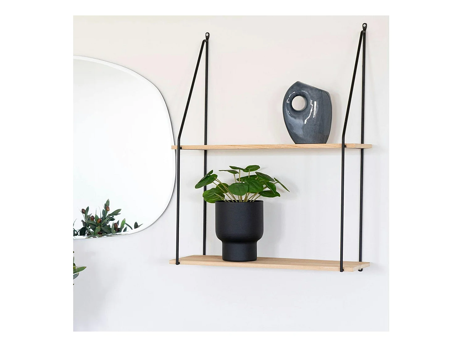 Etagère murale design en bois et métal noir TALLINN