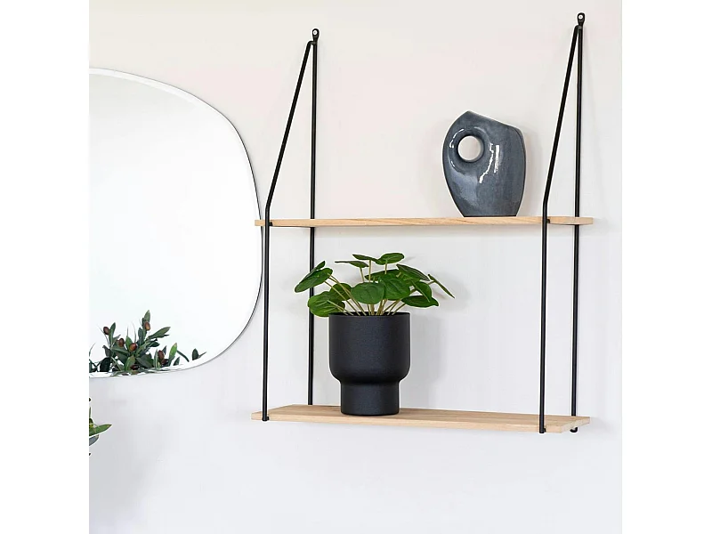 Etagère murale design en bois et métal noir TALLINN