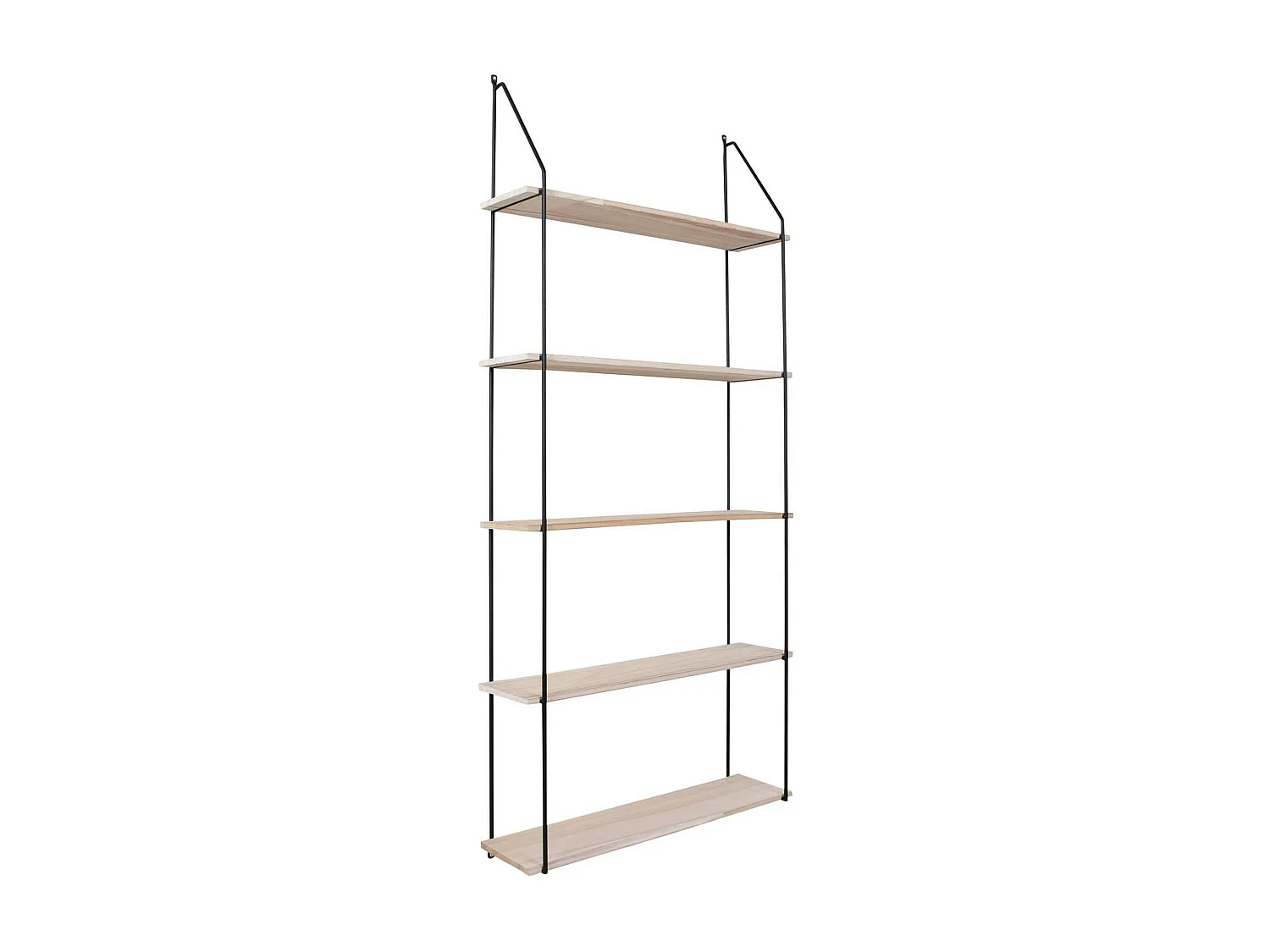 Etagère murale en métal noir et bois, 5 plateaux TALLINN
