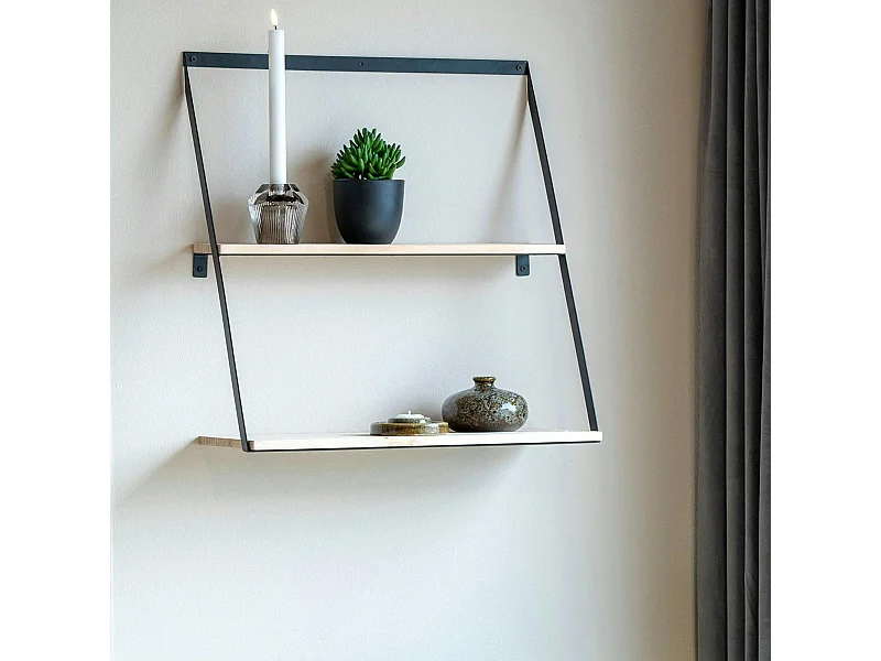 Etagère murale moderne en bois 2 plateaux TALLINN