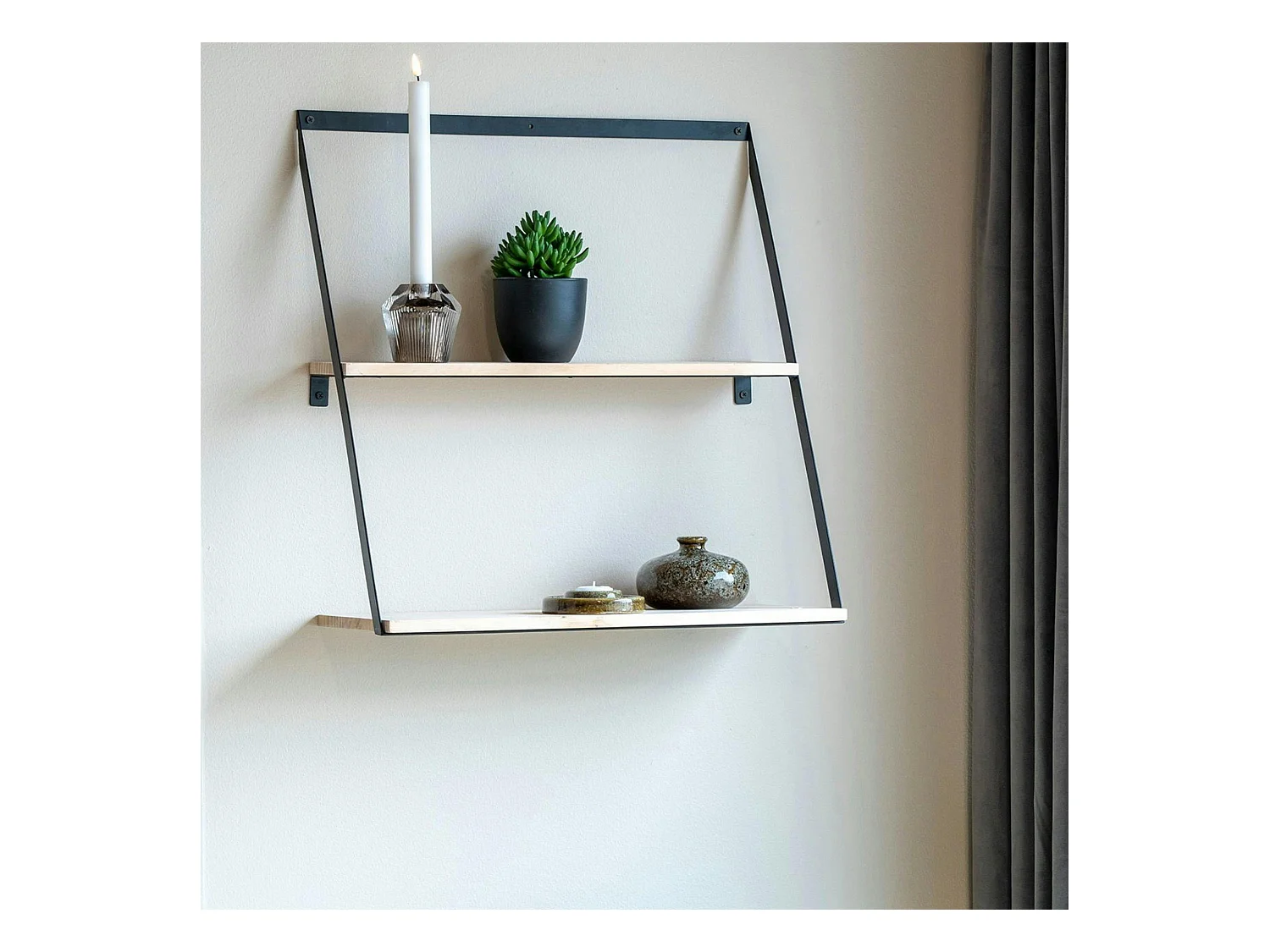 Etagère murale moderne en bois 2 plateaux TALLINN