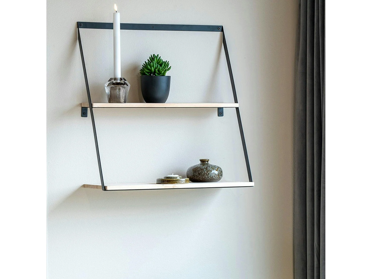 Etagère murale moderne en bois 2 plateaux TALLINN