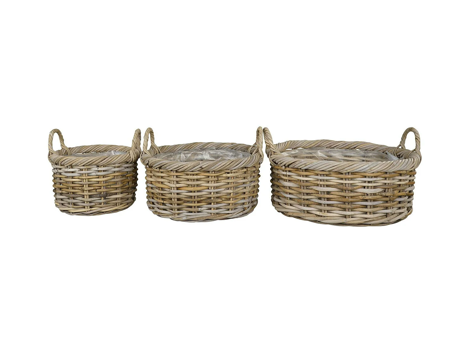 Cache-pot bas en rotin (lot de 2)