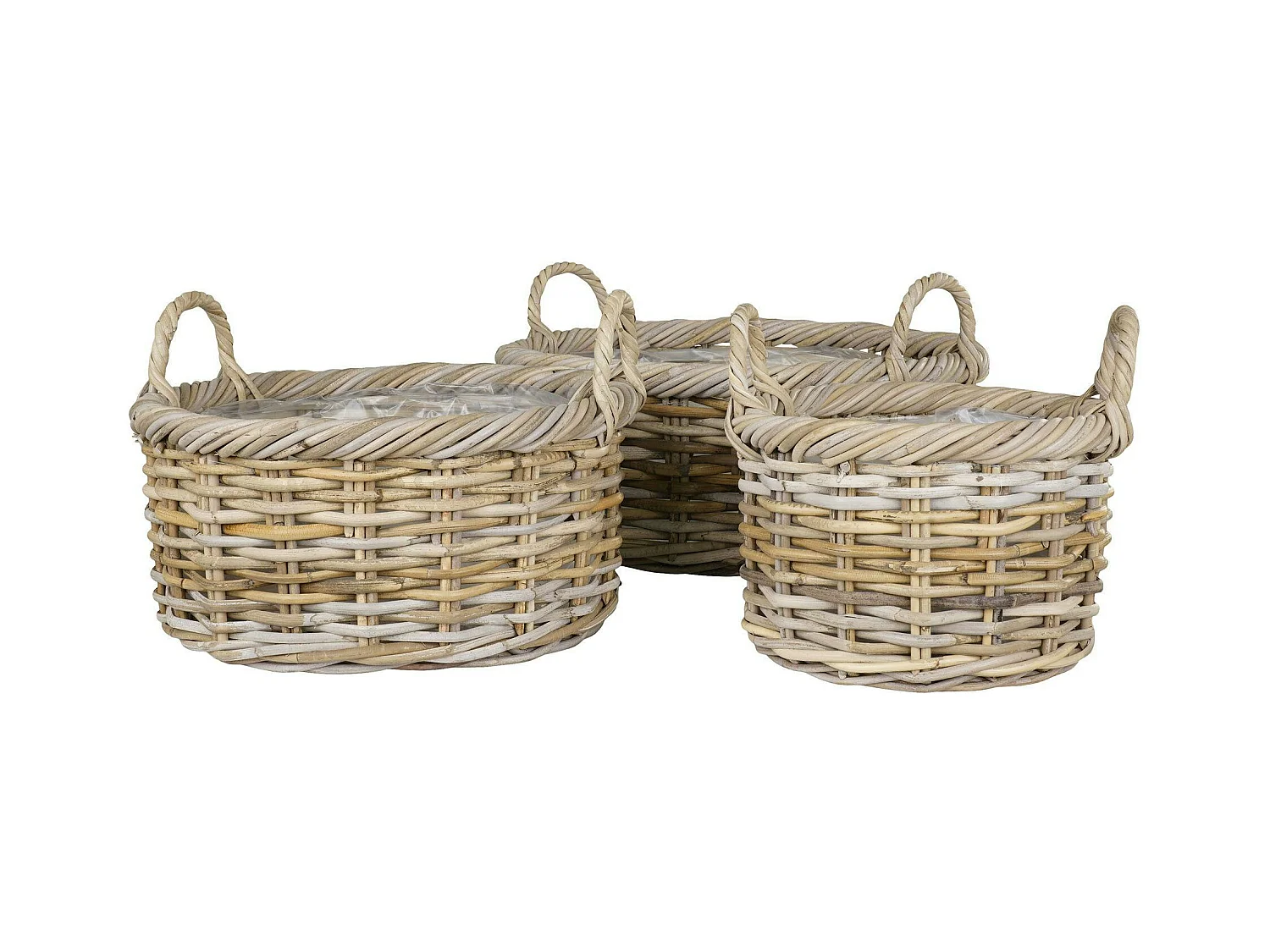 Cache-pot bas en rotin (lot de 2)