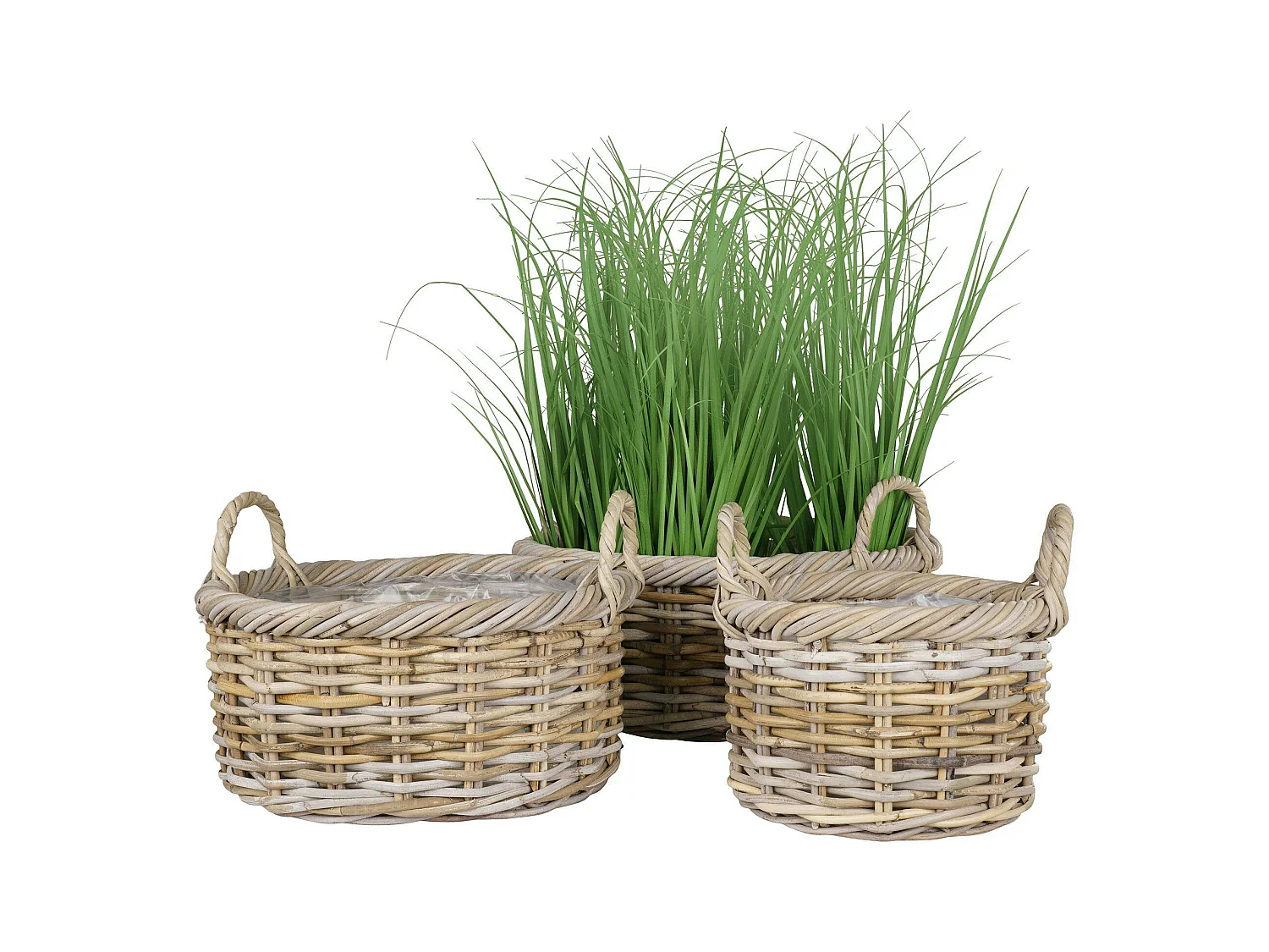 Cache-pot bas en rotin (lot de 2)