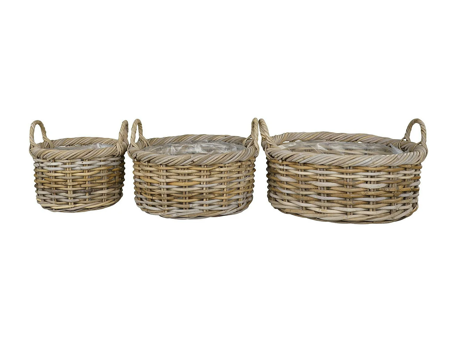 Cache-pot bas en rotin (lot de 2)