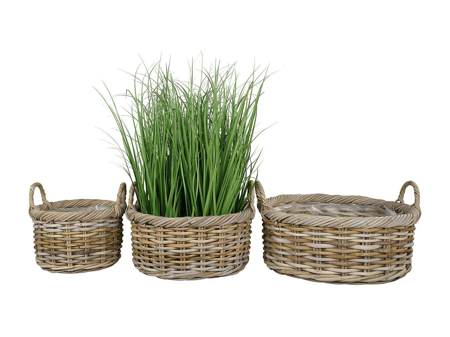 Cache-pot bas en rotin (lot de 2)