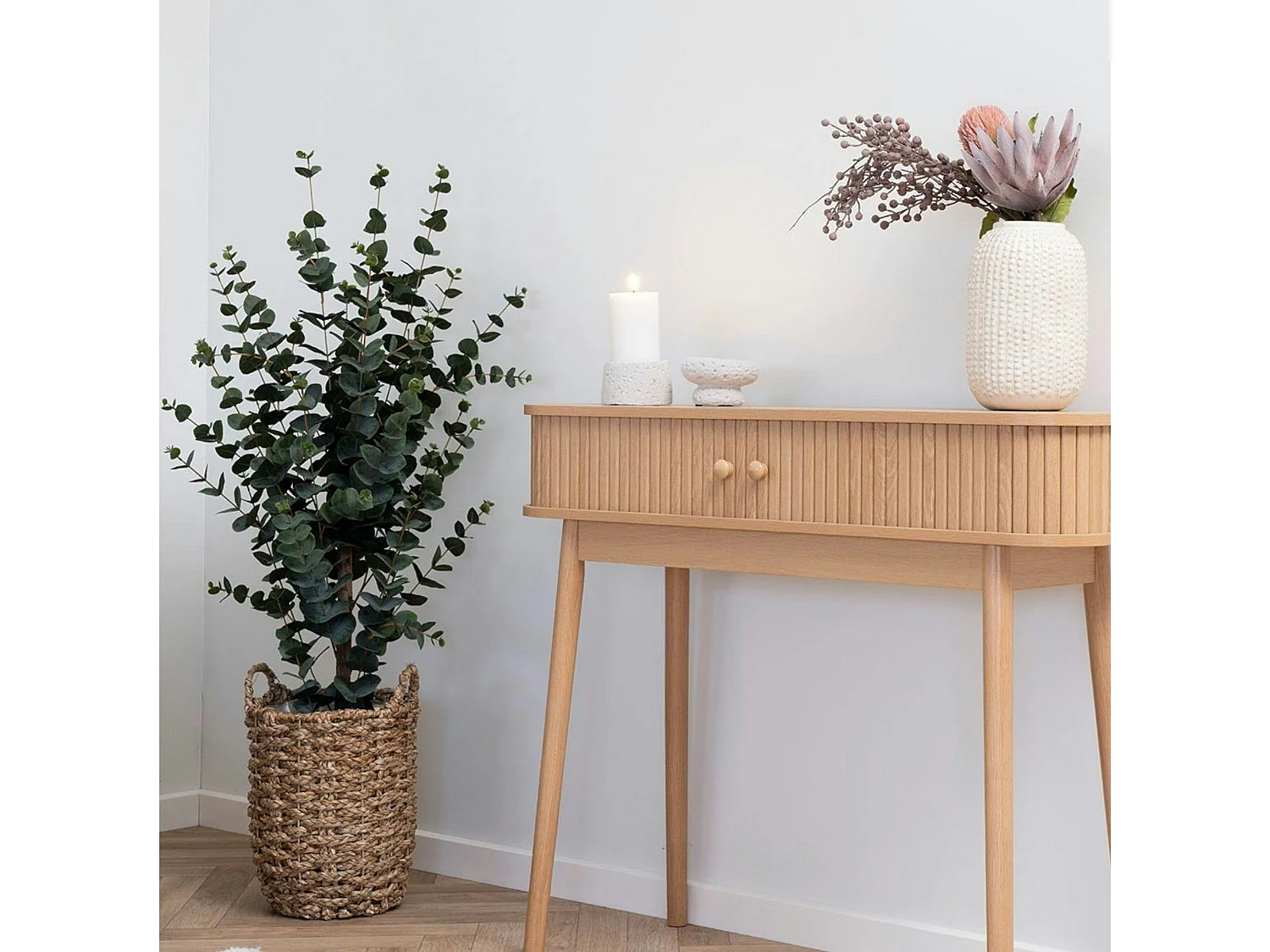 Cache-pot en jonc de mer avec anses (lot de 3)