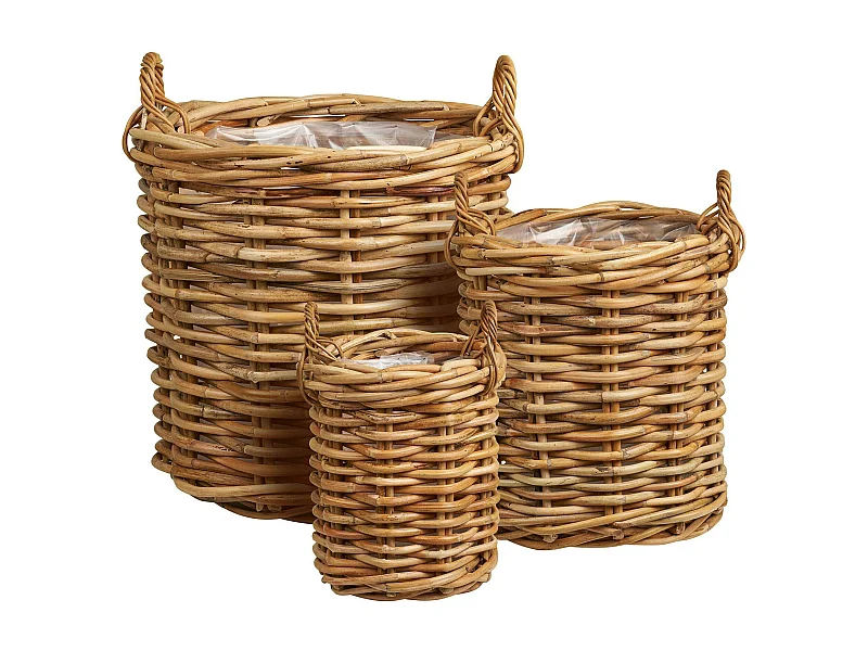 Cache-pot en rotin tressé (lot de 3)