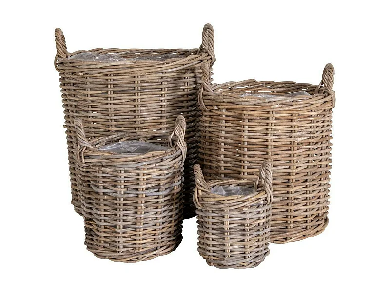 Cache-pot en rotin, fines tiges (lot de 4)