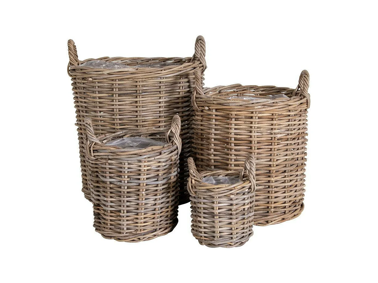 Cache-pot en rotin, fines tiges (lot de 4)